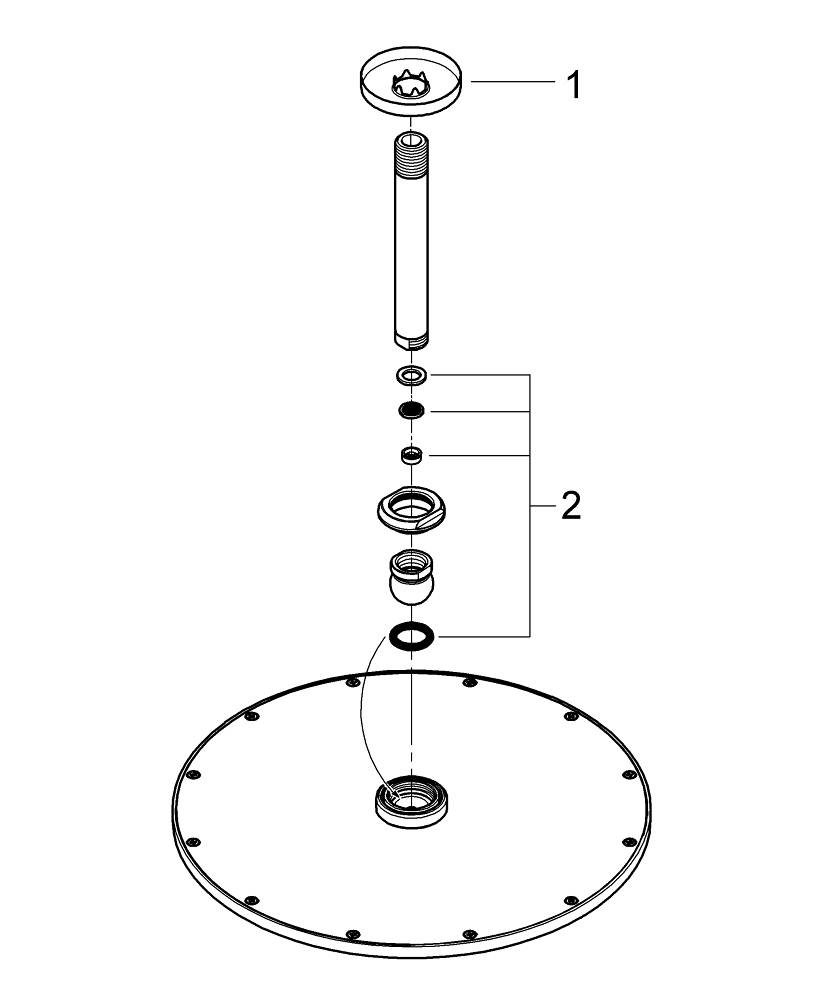 Верхний душ GROHE Rainshower Cosmopolitan 310 с потолочным душевым кронштейном, суперсталь (26067DC0) - Вид №2