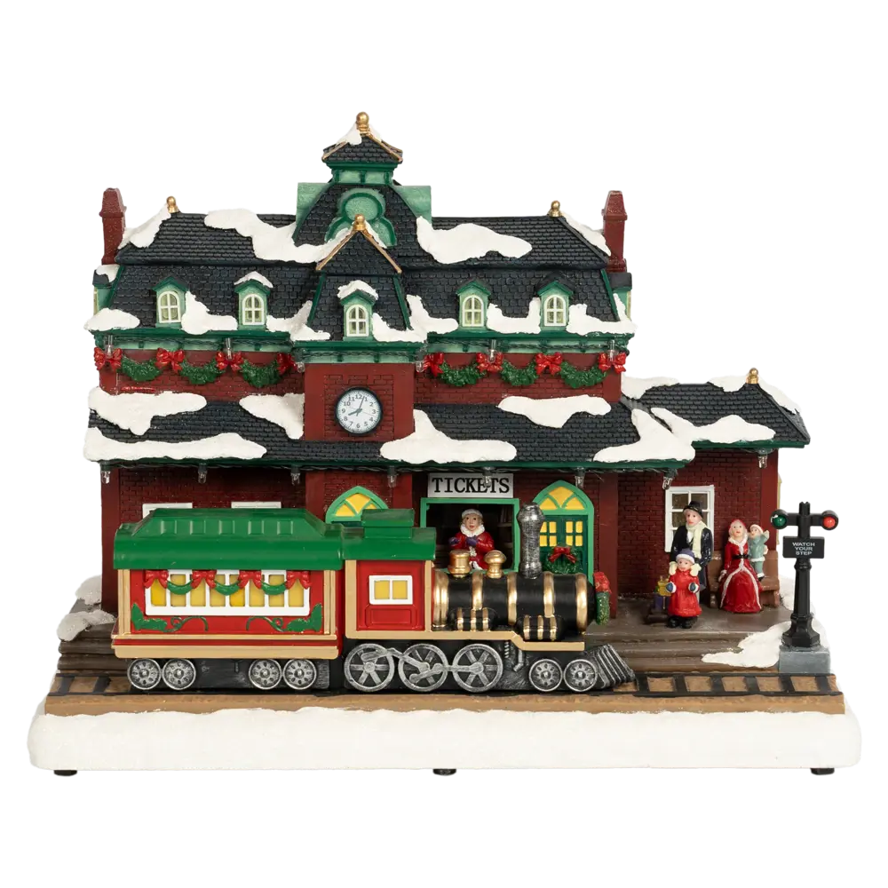 89368025 Декоративная фигура Вокзал с поездом пластик STLM-1348647 Santreyd Christmas - Вид №3