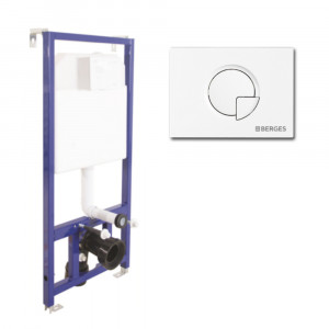 040221 Инсталляция BERGES для скрытого монтажа унитаза NOVUM кнопка R1 белая  Berges NOVUM R3