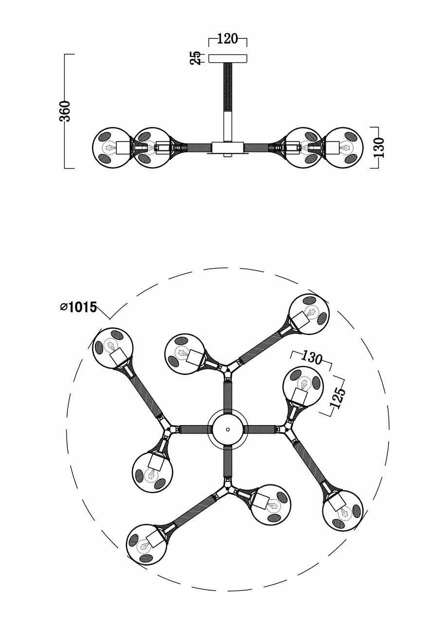 Светильник потолочный на 8 ламп белый Amy FR5105CL-08W FREYA MODERN 00-3957021 Белый - Вид №5