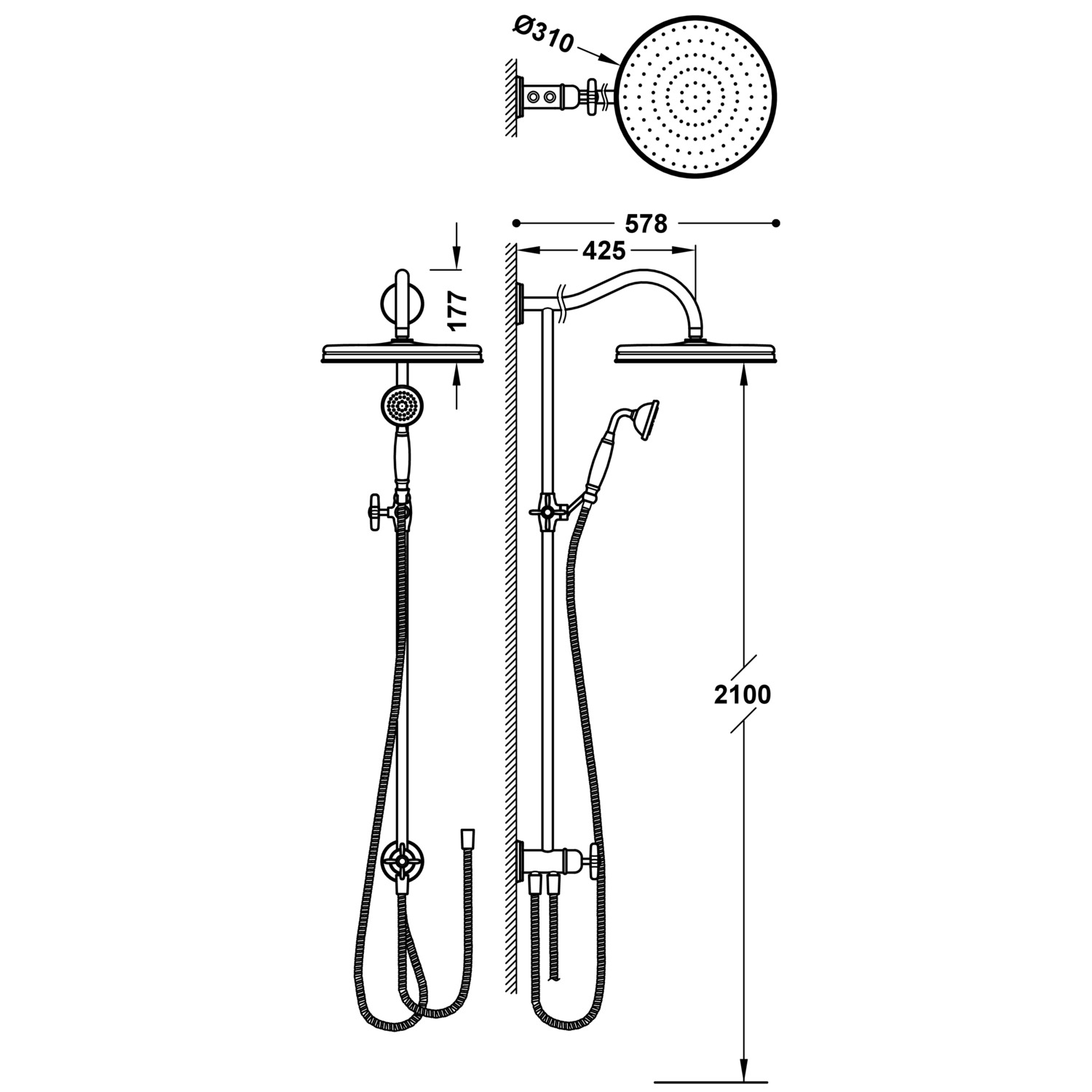 Набор душевых перекладин TRES CLASIC регулируется под любой тип крана-24247601LV TRES  - Вид №1