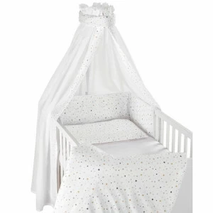 Постельное белье детское 4 предмета белое с золотом Little Stars SCHARDT  00-3880157 Разноцветный;белый