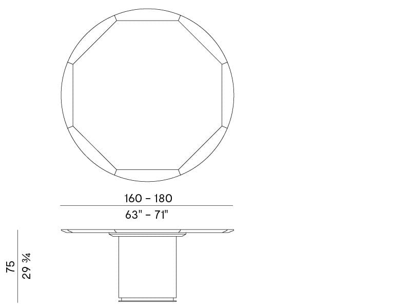 Круглый деревянный обеденный стол Potocco Otab ARCH-00128339 - Вид №3