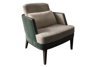 Кожаное и тканевое кресло с подлокотниками