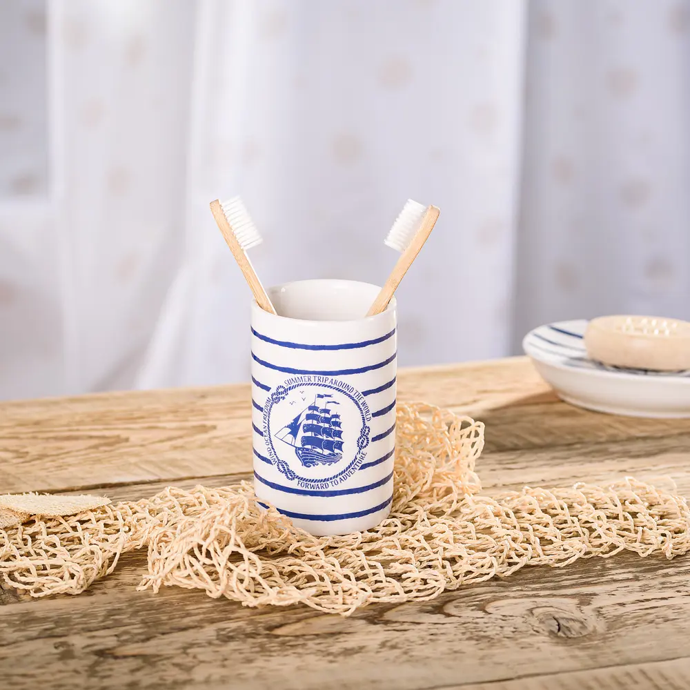 Стакан для зубных щёток Adventure керамика цвет белый VERRAN STLM-2017383 - Вид №1