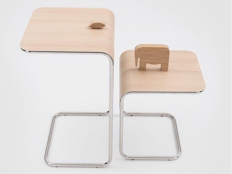 Danese Milano Сервисный столик из хромированного металла и столешница из dinoc Farallon sun-id-1430749 - Вид №1