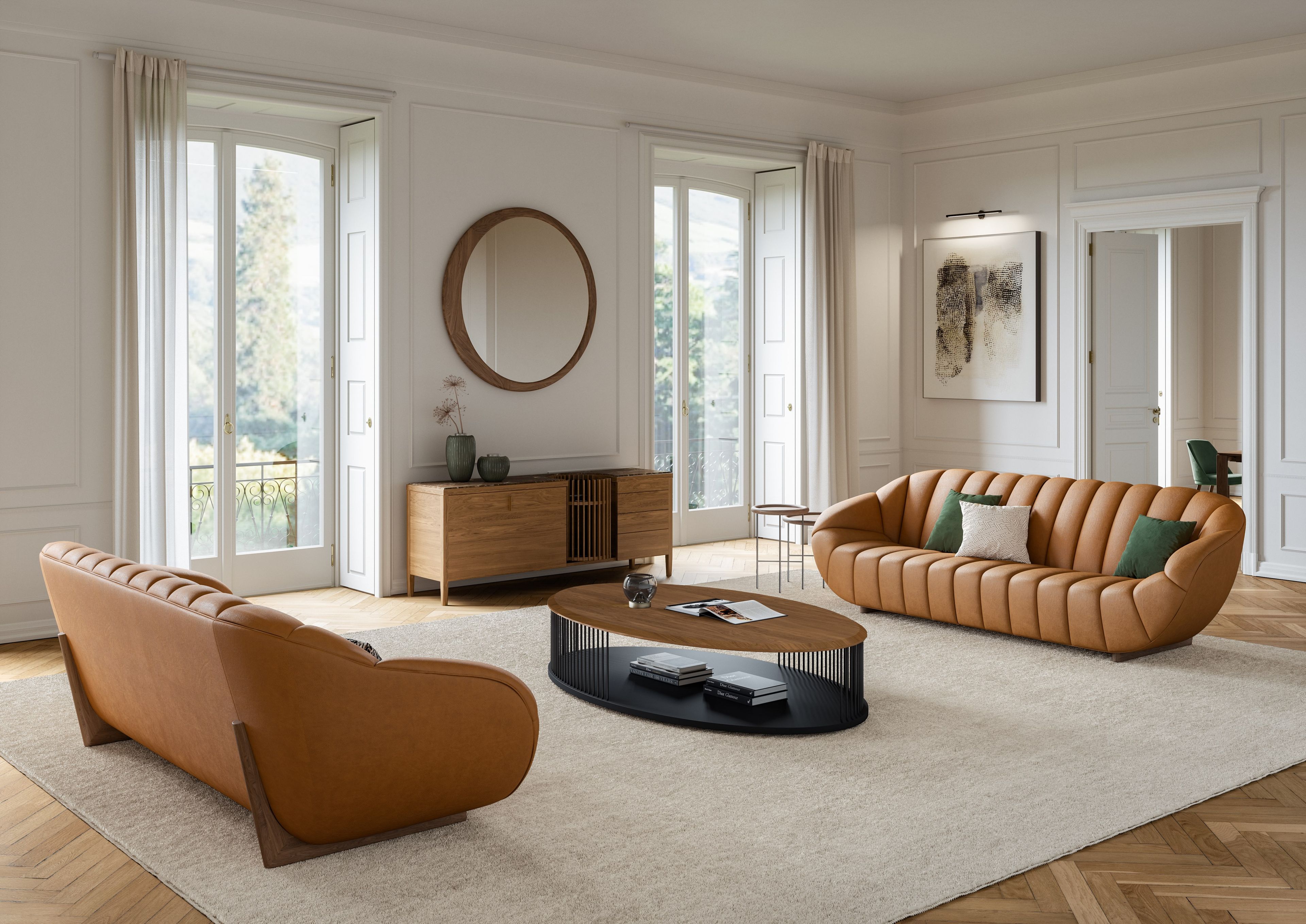 Овальный низкий журнальный столик из массива дерева Wewood MEMÓRIA ARCH-00028498 - Вид №1