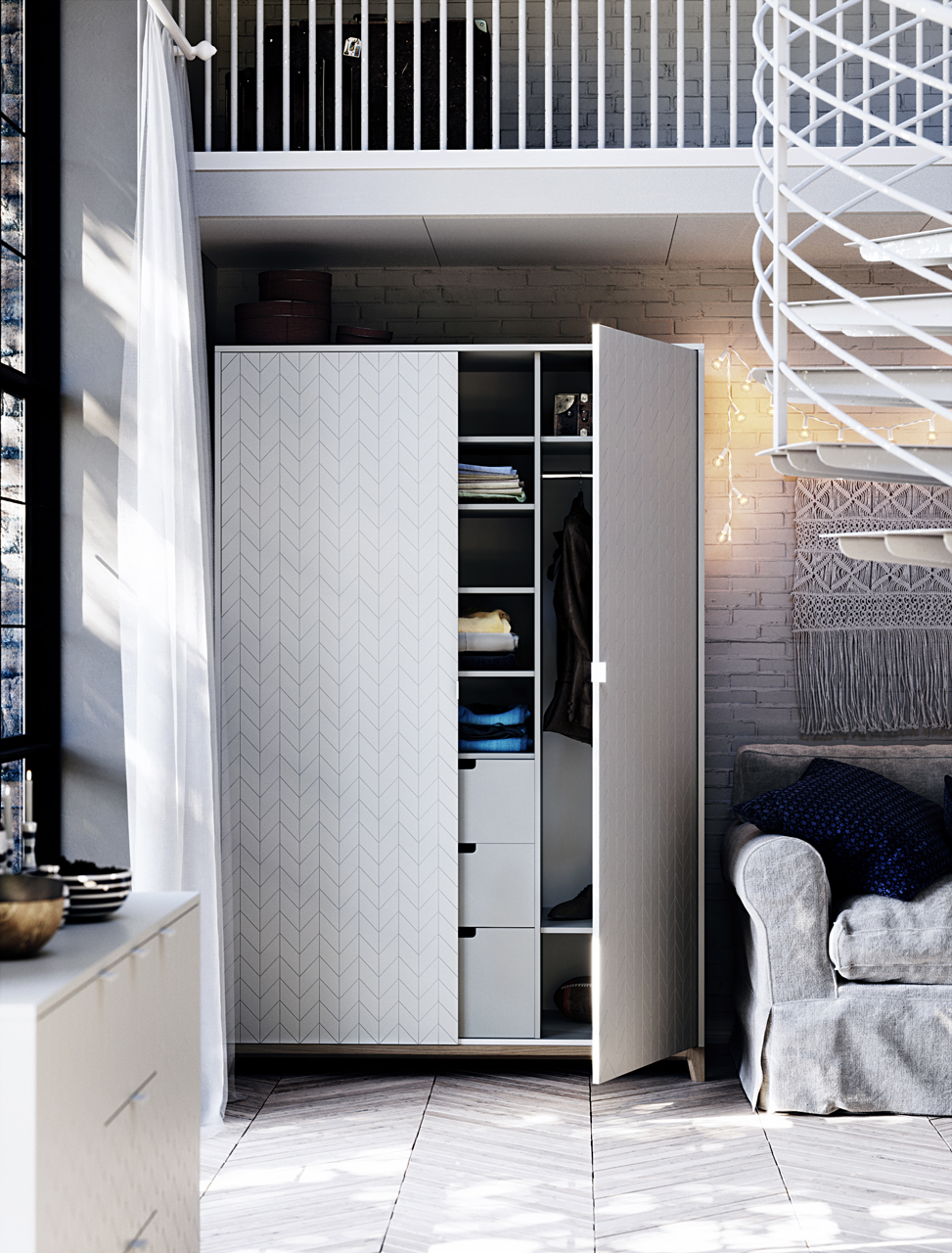 Шкаф распашной двухдверный слоновая кость Case THE IDEA  210353 Белый  - Вид №3