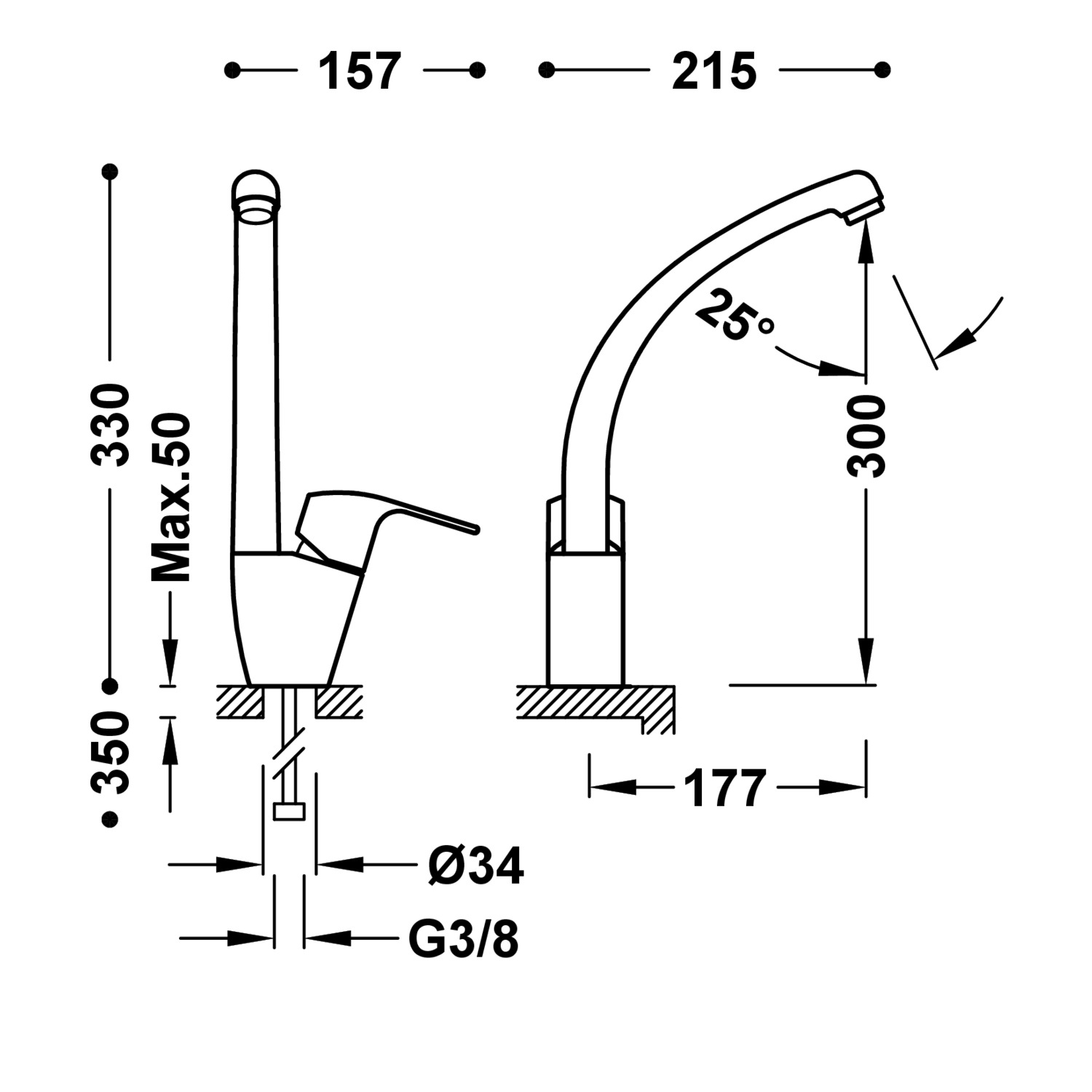 Кухонный смеситель с одной ручкой для кухни-06944001 TRES Kitchen - Вид №1