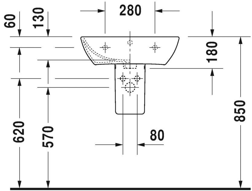 2335550030 Подвесная раковина настенная овальная Duravit ME BY STARCK - Вид №3