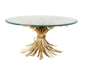 Круглый журнальный столик из железа и стекла