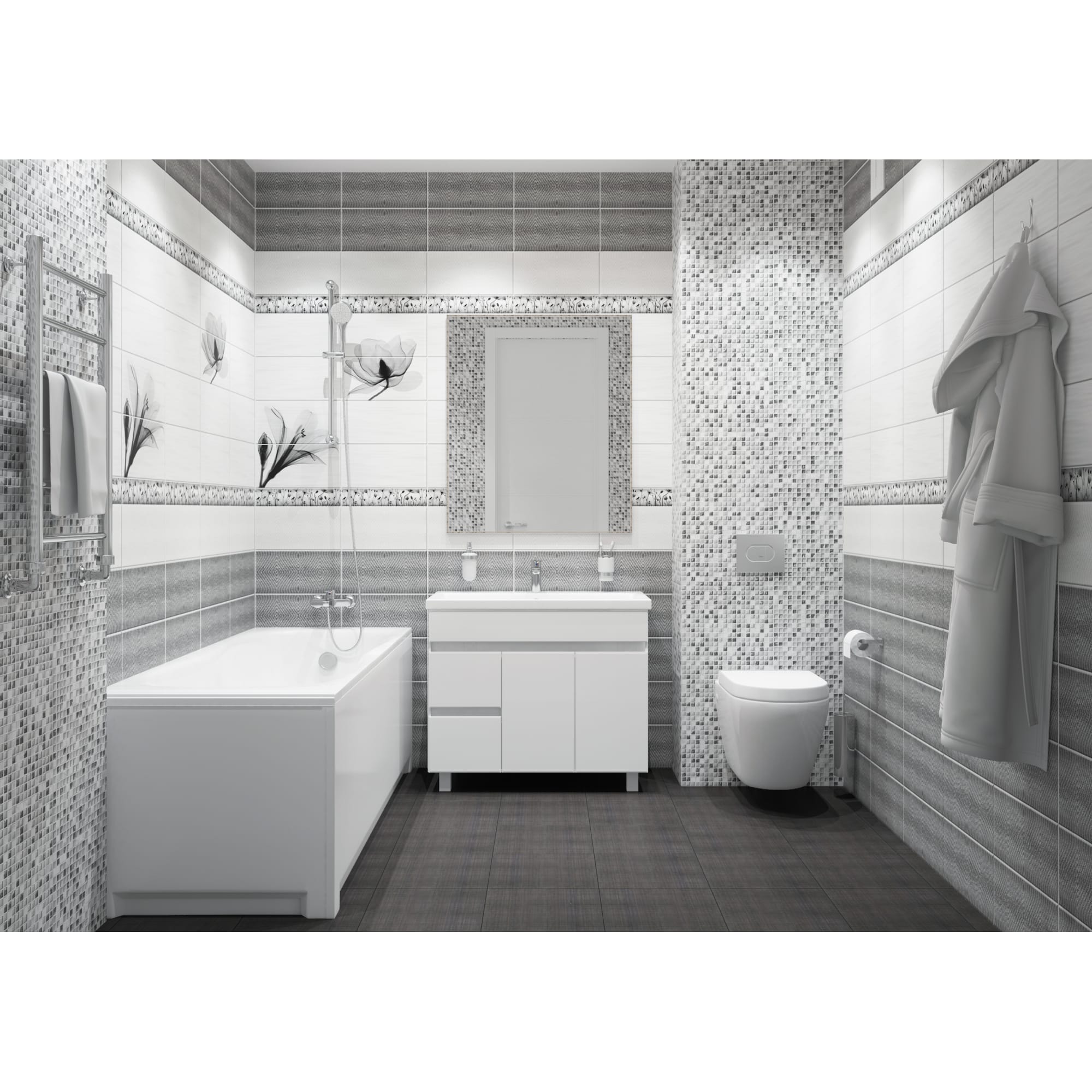 18759488 Панель ПВХ Нимфея фон 8 мм 2700х375 мм 1.013 м² Santreyd  - Вид №3