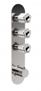 11542/3 БЕЛЫЙ-12542/3 ЧЕРНЫЙ Встроенный термостатический смеситель с 3 кранами открытия / закрытия на одной пластине (3 выхода). Bongio Fleur Blanc&Noir