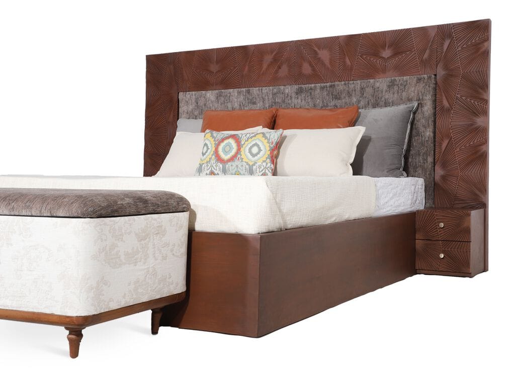 Двуспальная кровать из ткани с мягким изголовьем Alankaram STARI ARCH-00037339 - Вид №2