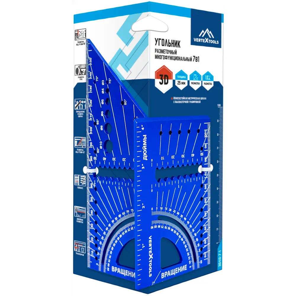Угольник разметочный Vertextools с транспортиром и рейсмусом 89337593 STLM-0844165 - Вид №4