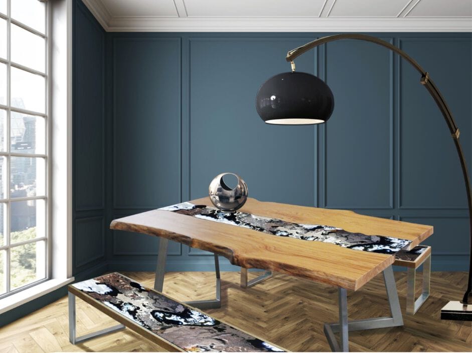 Прямоугольный стол с деревянной столешницей и лавовым камнем Grandi Maioliche Ficola Life ARCH-00068790 - Вид №1