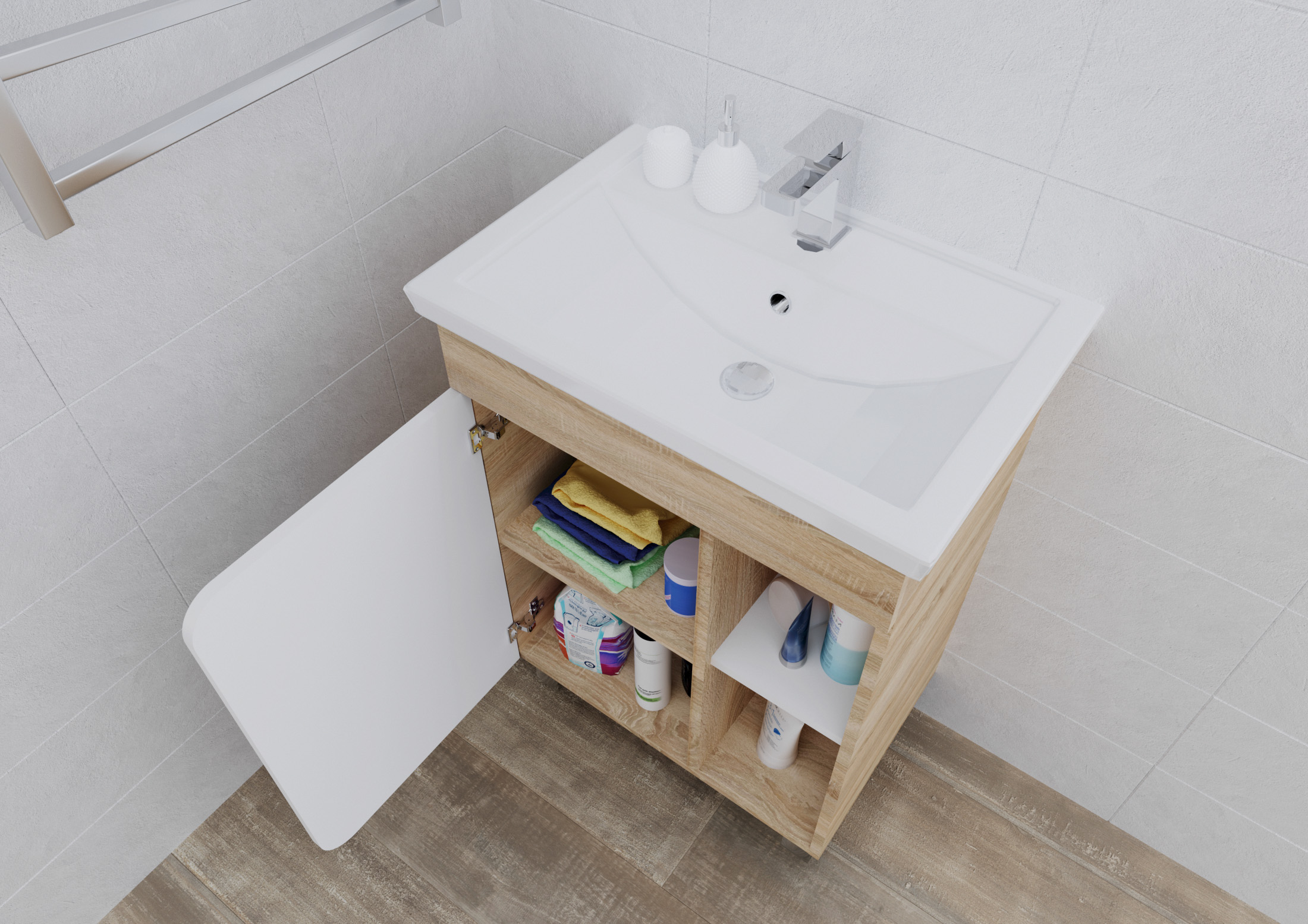 У76063 Тумба Nuvo 70Н 1д. Дуб Сонома 1 Marka NUVO  - Вид №1