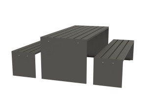 Стол для пикника из листового металла со встроенными скамейками