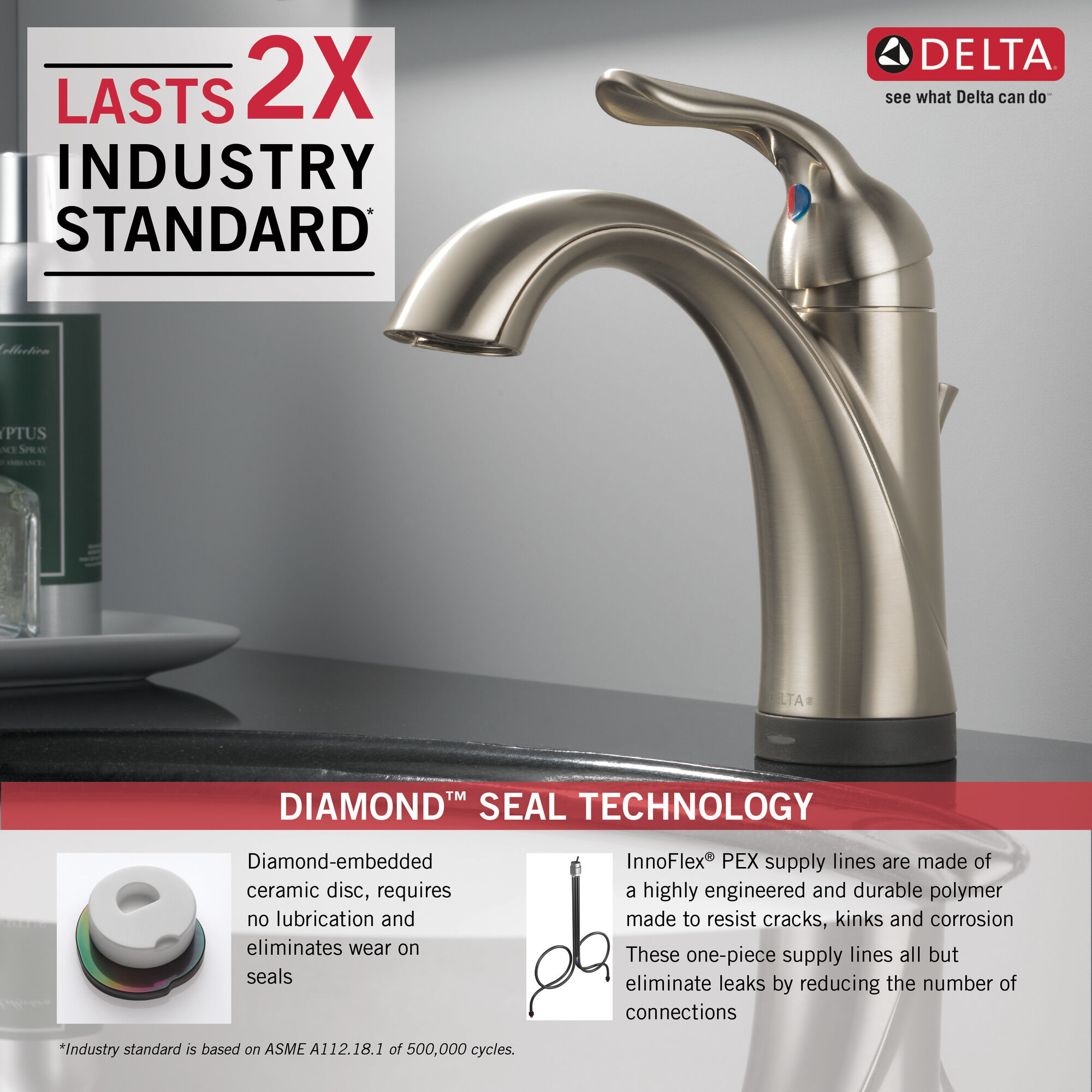 538T-SS-DST Смеситель для ванной с одной ручкой с технологией Touch2O.xt® Delta Faucet Lahara Нержавеющая сталь  - Вид №2