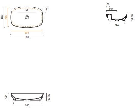 165grlx00 Накладная раковина консольная овальная CERAMICA CATALANO Green - Вид №2