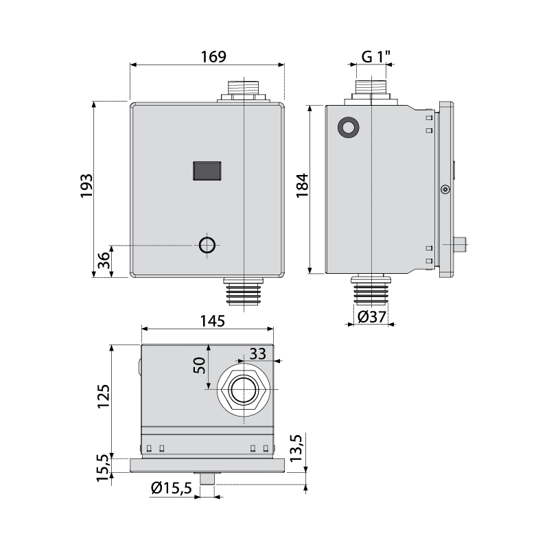 Устройство автоматического смыва для унитаза с возможностью мануального смыва, металл, 12 B (подключение к сети) ALCAPLAST ASP3KT - Вид №1