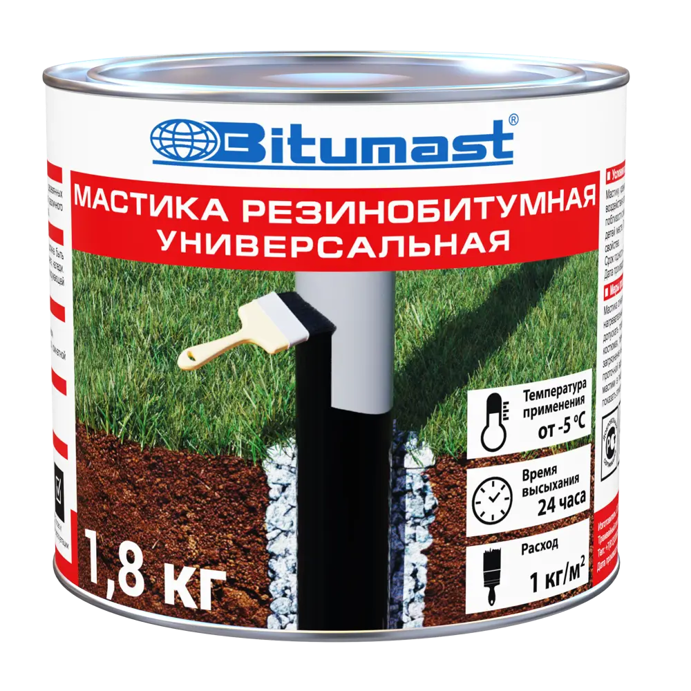 Мастика гидроизоляционная Bitumast резинобитумная универсальная 1.8 кг Гидроизоляция универсальная STLM-2071503