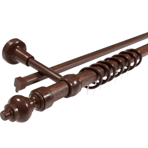 Карниз двухрядный 300 см металл/пластик цвет орех