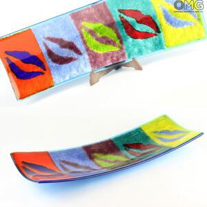 2209 ORIGINALMURANOGLASS Декоративное блюдце из муранского стекла Поцелуи - Pop Art 45 см