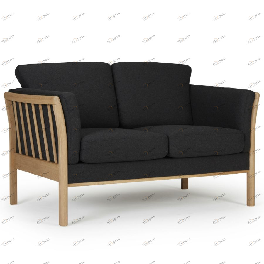 Диван двухместный Aya, цельный лакированный дуб, темно-серый Kragelund 12902202525