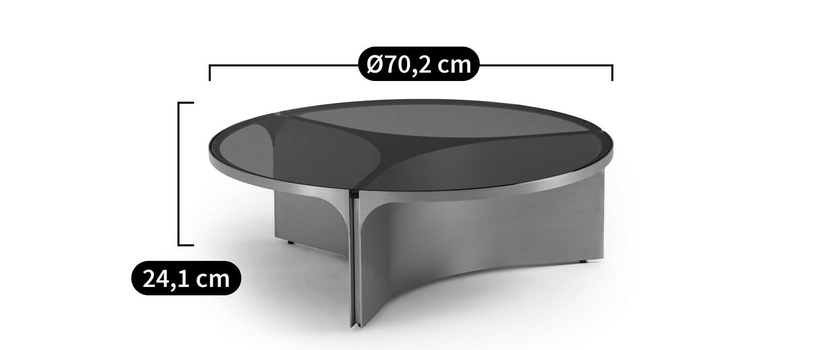 Круглый журнальный столик из нержавеющей стали и стекла AMPM Gira ARCH-00056850 - Вид №10