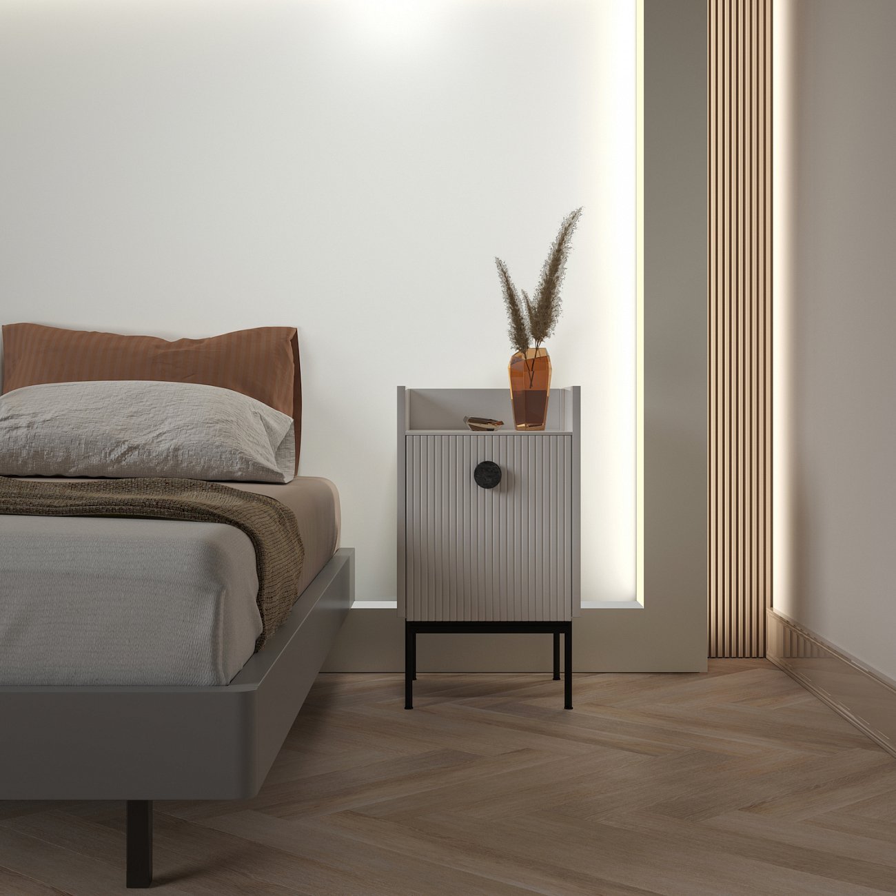 Прикроватная тумбочка белая 42х40 см Lago BRAGIN DESIGN LIVING 00-3974653 Белый - Вид №1