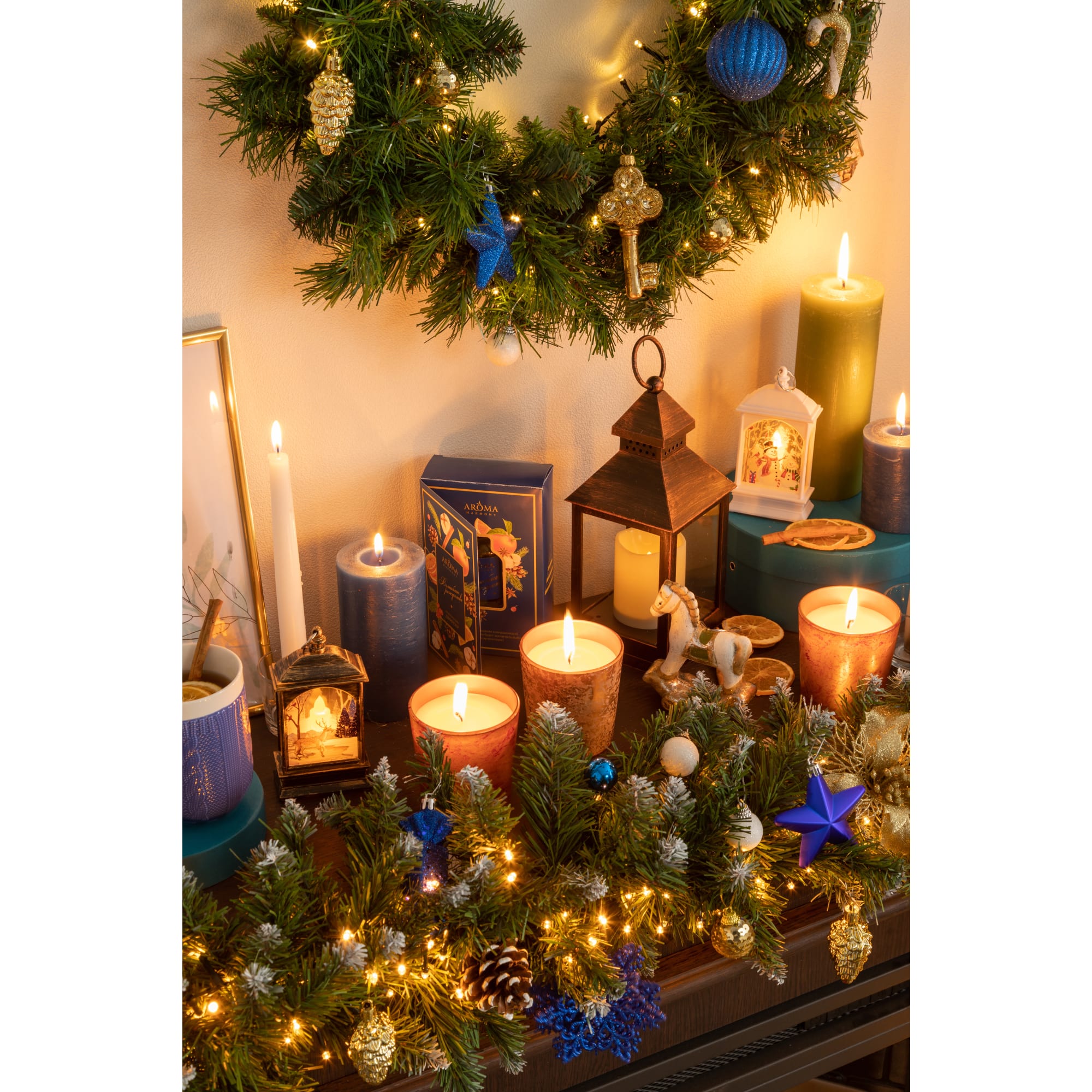 82407011 Свеча-столбик «Рустик», 7x13 см, цвет синий/серебро Santreyd  - Вид №2