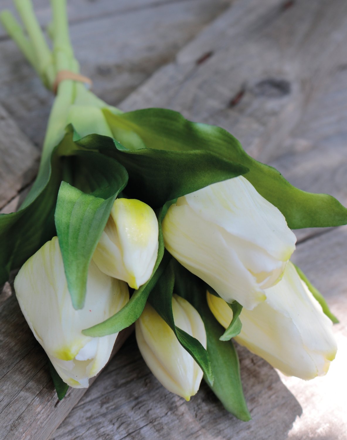 2941 708 a3 Искусственный букет тюльпанов, 5-кратный, 28 см, бело-зеленый H-andreas  - Вид №4