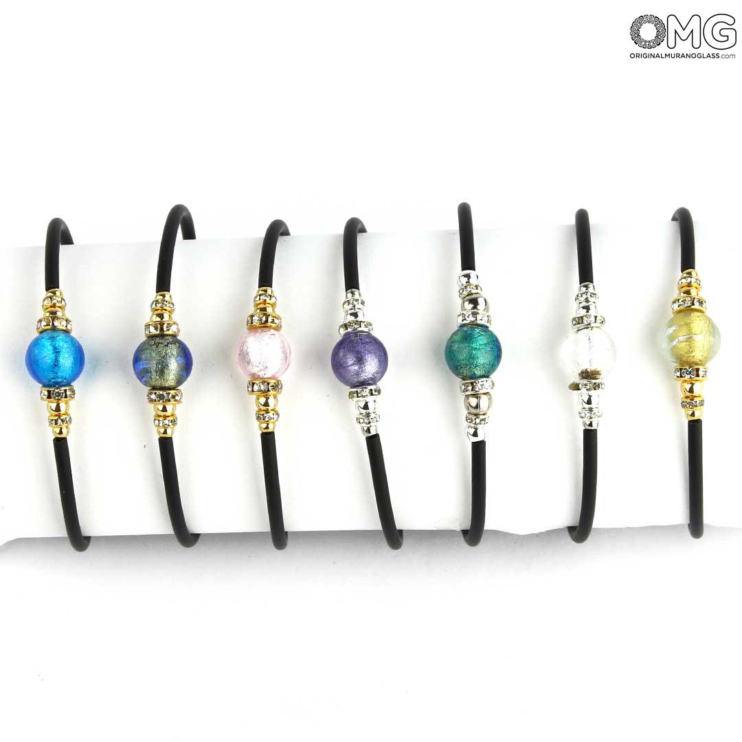 3720 ORIGINALMURANOGLASS Браслет Прозрачная Жемчужина - с серебром - муранское стекло OMG 18 см  - Вид №1