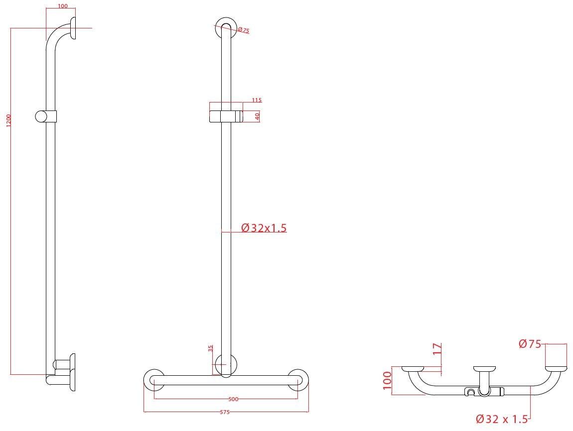 Goman Т-образная ручка с вертикальным душем и гибкой Classic D012050/01 - Вид №1