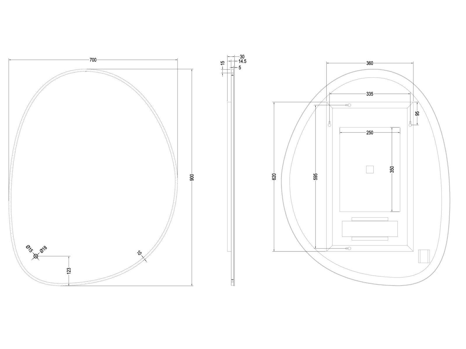 Зеркало со встроенным настенным освещением CROSSWATER MADA ARCH-00152593 - Вид №3