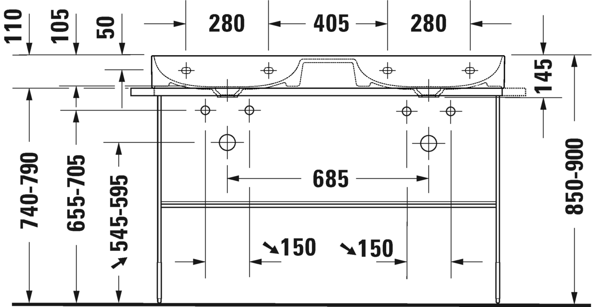 2353120044 Подвесная раковина настенная овальная Duravit DuraSquare - Вид №4