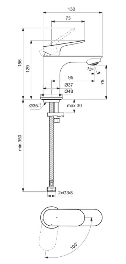 Однорычажный смеситель для раковины Ideal Standard Ceralife O ARCH-00132325