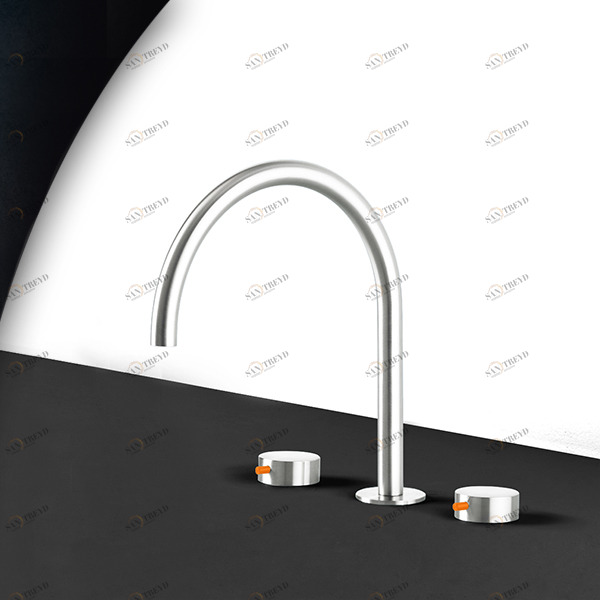 Смеситель для раковины сталь глянцевая с оранжевой ручкой Toki Radomonte TKI25LCIL34