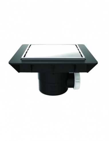 460710 000 00  Напольный трап Quadratto для душа, с регулируемой рамой, облицованной плиткой, горизонтальный слив D 40 мм, крышка из хромированного металла Valentin Хром  - Вид №1