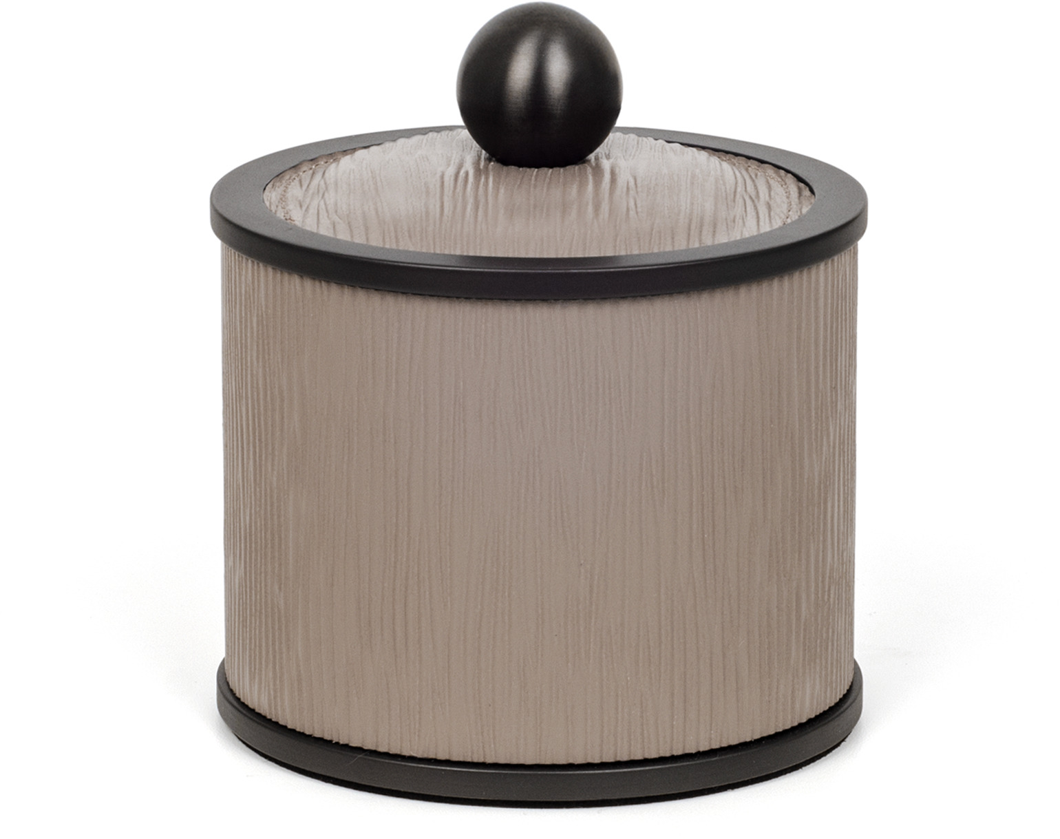 Держатель для ватных дисков Olimpia круглый - Ø 10,7XH15 см / металлическая отделка_вороненная латунь / зернистая кожа_темно-серый