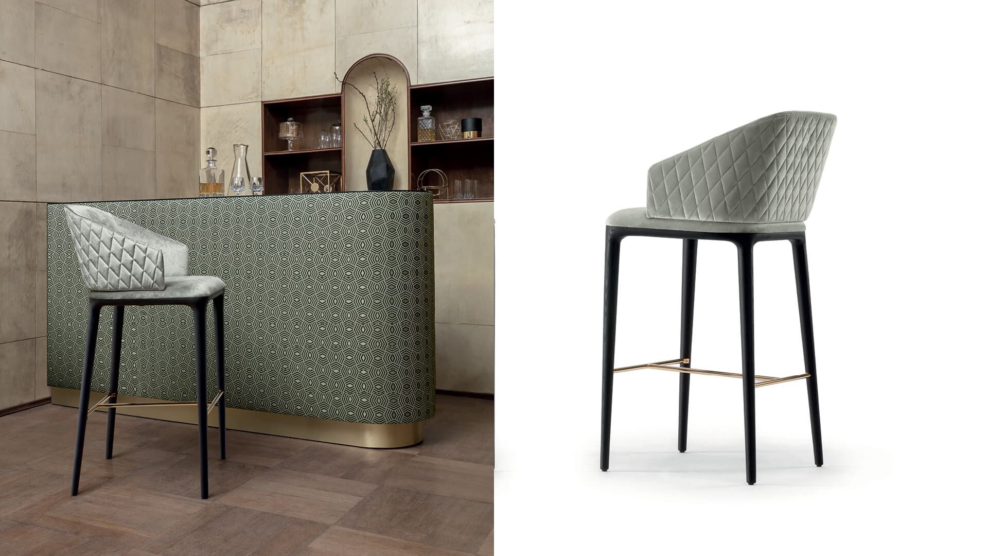 Тканевый барный стул со спинкой OPERA CONTEMPORARY LOUISE ARCH-00082354 - Вид №2