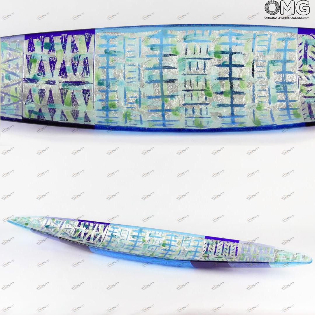 2205 ORIGINALMURANOGLASS Декоративное блюдо из муранского стекла Синяя Пирога 90 см 