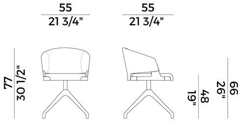 Potocco Поворотное кожаное кресло с подлокотниками Velis 942/pag - Вид №3