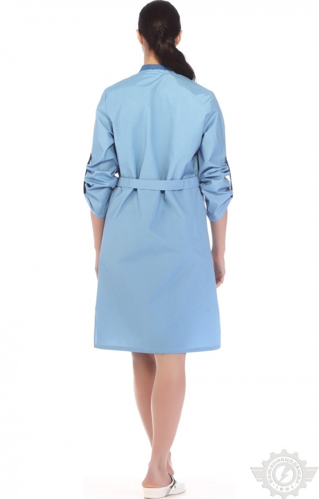 61735 Халат "Радуга" длинный рукав голубой  Одежда для обслуживающего персонала  размер 54 Спецодежда  - Вид №9