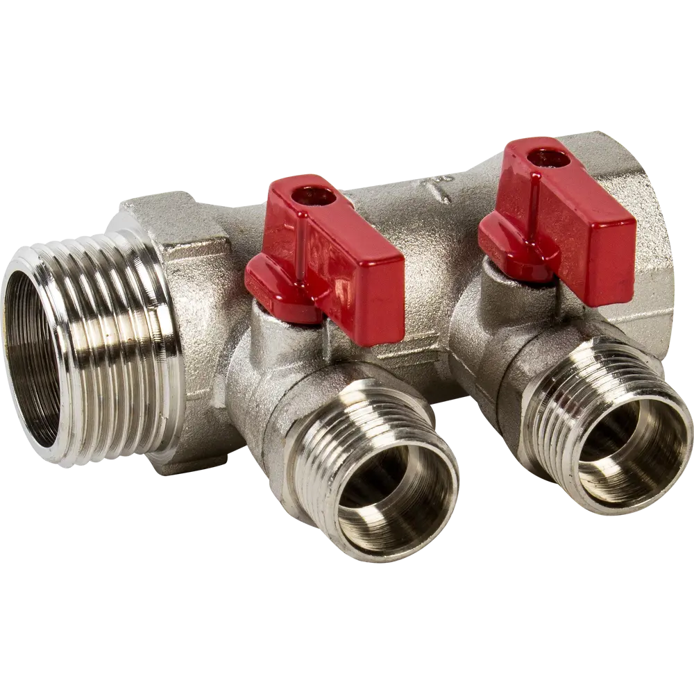 Коллектор с кранами и наружной резьбой Valtec на 2 выхода 1"x1/2" VTc.580.N.0602 10490867 STLM-2015153 