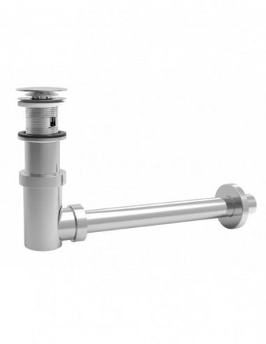 124100 000 00  Универсальный слив со встроенным сифоном Сифонетка для умывальника, двустворчатый клапан Д. 65 мм, хромированная латунь Valentin Хром  - Вид №1