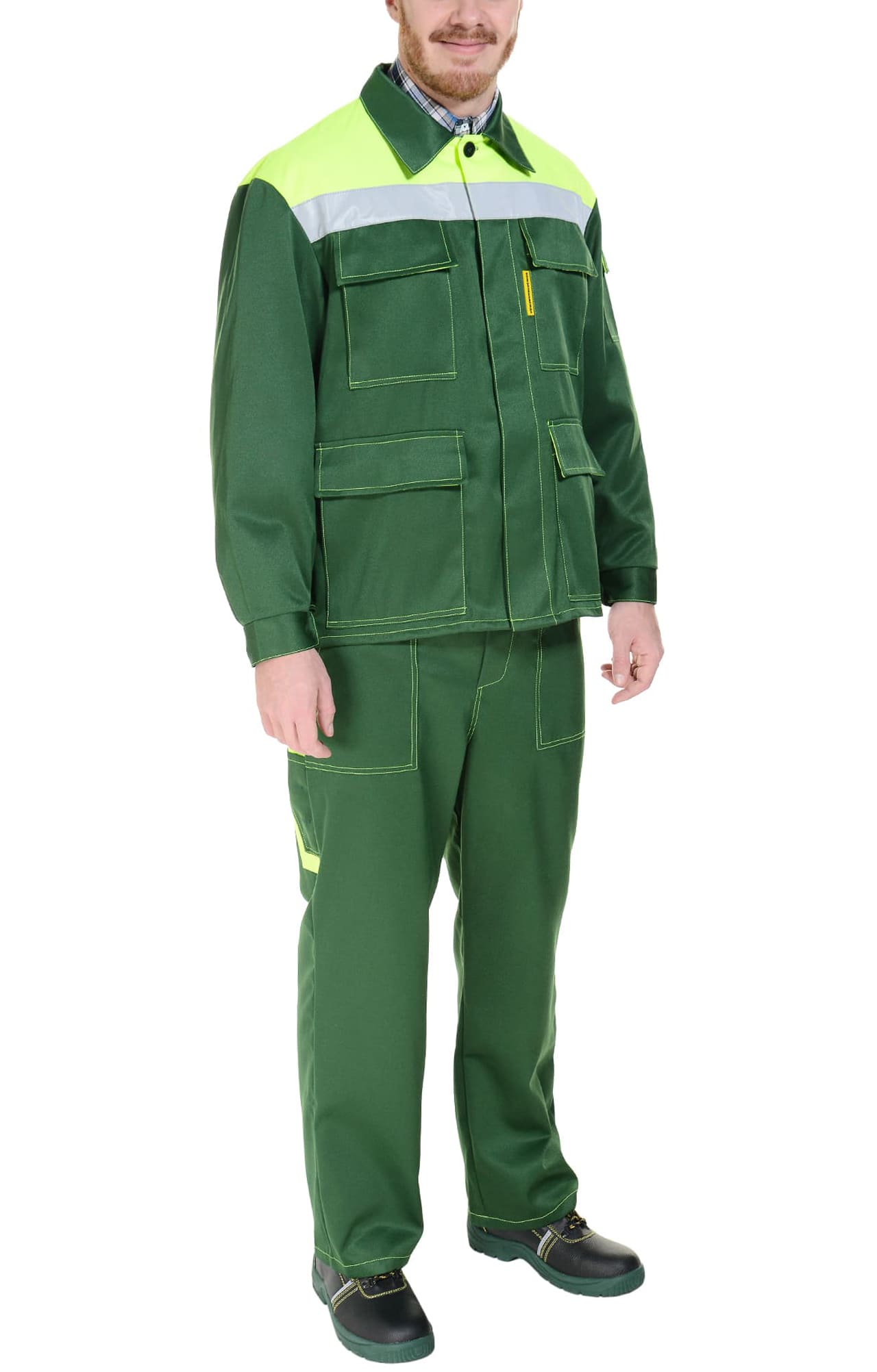 63842 Костюм "Коммунальщик" зеленый лимонный  Летняя спецодежда  размер 56-58/170-176  - Вид №12