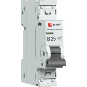 Автоматический выключатель EKF Proxima ВА47-63 1P N B25 А 6 кА
