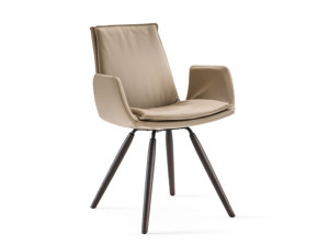 Кожаный мягкий стул с подлокотниками на насесте